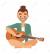 58501122 hombre joven que toca la guitarra y canta la cancion ilustracion vectorial interior de ocio hombre inconfo
